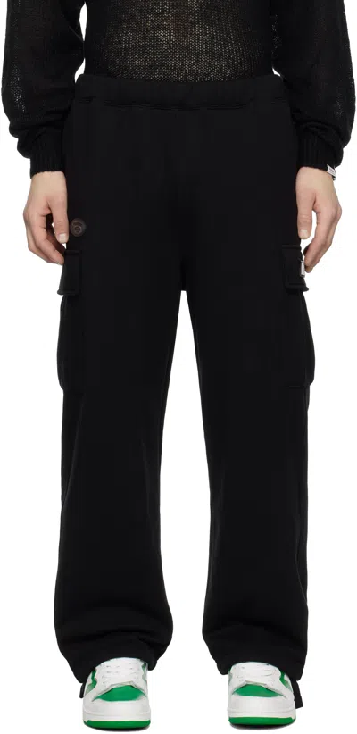Aape By A Bathing Ape Black 'aape' Moonface Logo Cargo Sweatpants In Bkx Black