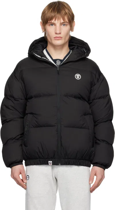 Aape By A Bathing Ape Black 'aape Now' Hoodie Down Jacket In Bkx Black