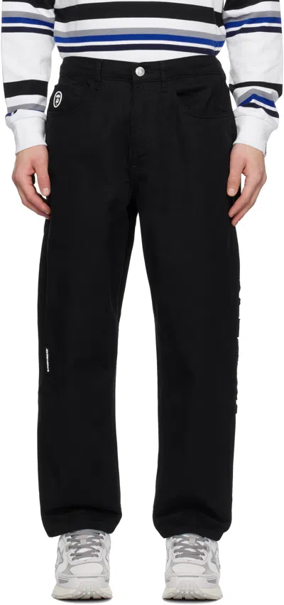 Aape By A Bathing Ape Black 'aape Now' Jeans In Bkx Black
