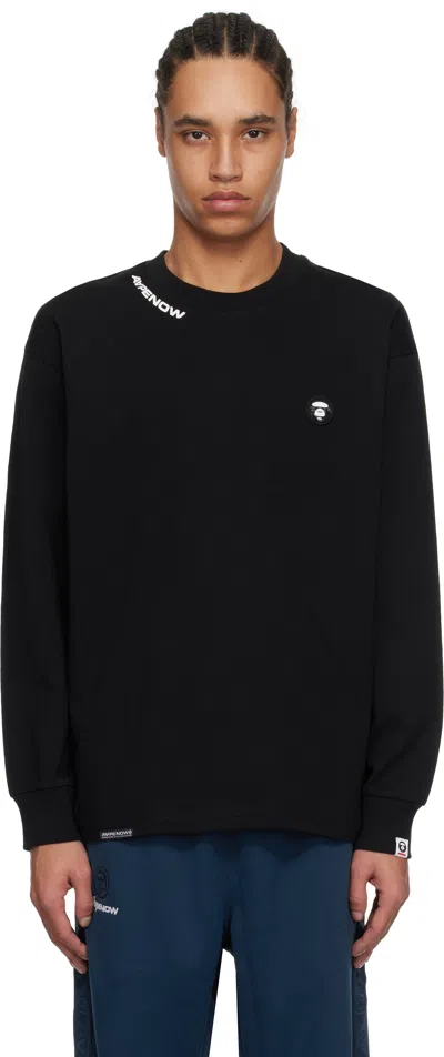 Aape By A Bathing Ape Black 'aape Now' Long Sleeve T-shirt In Bkx Black