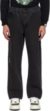 Aape By A Bathing Ape Black 'aape Now' Moonface Logo Jeans In Bkl Light Black