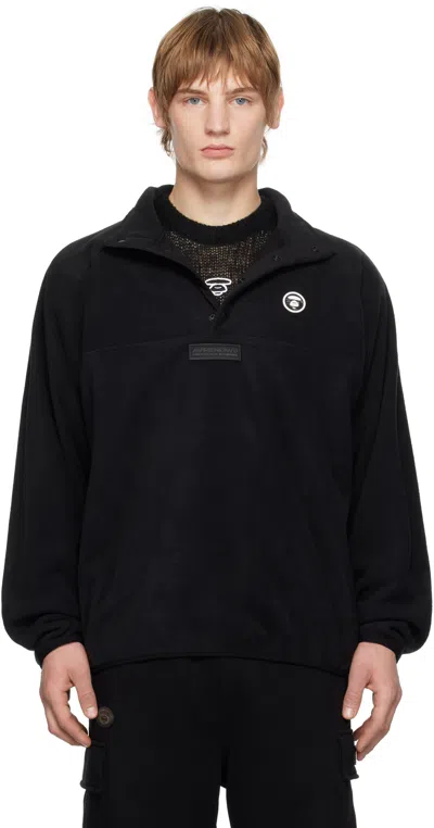 Aape By A Bathing Ape Black 'aape Now' Moonface Logo Pullover Sweatshirt