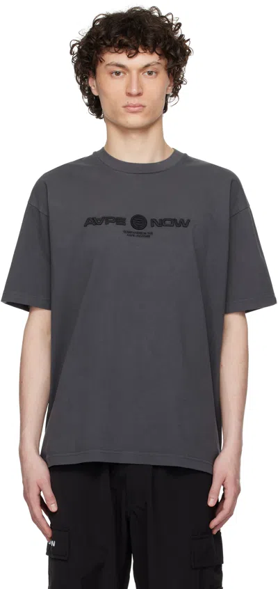 Aape By A Bathing Ape Black 'aape Now' T-shirt In Bkl Light Black