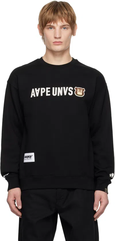 Aape By A Bathing Ape Black 'aaper' Crewneck Sweatshirt In Bkx Black