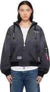 Aape By A Bathing Ape Black Alpha Industries Edition Ma-1 Reversible Bomber Jacket In Bkl Light Black