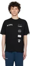 Aape By A Bathing Ape Black Alpha Industries Edition 'universe' T-shirt In Bkx Black