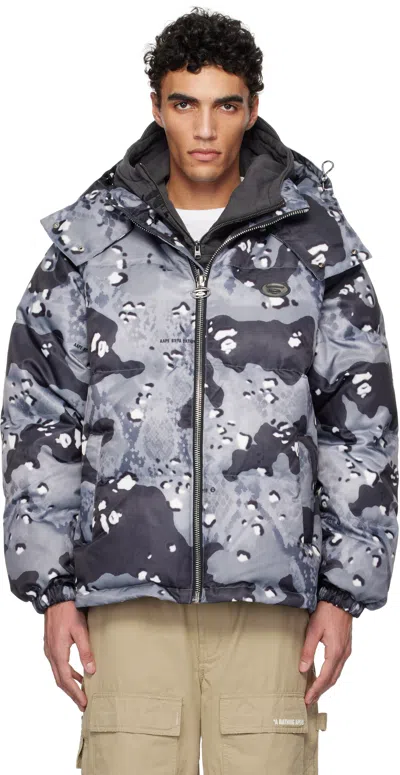 Aape By A Bathing Ape Black & Gray Aape 29.5 Main Down Jacket In Bkg Black (charcoal)
