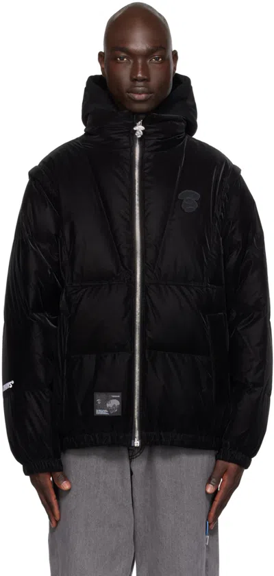 Aape By A Bathing Ape Black Convertible Down Jacket In Bkx