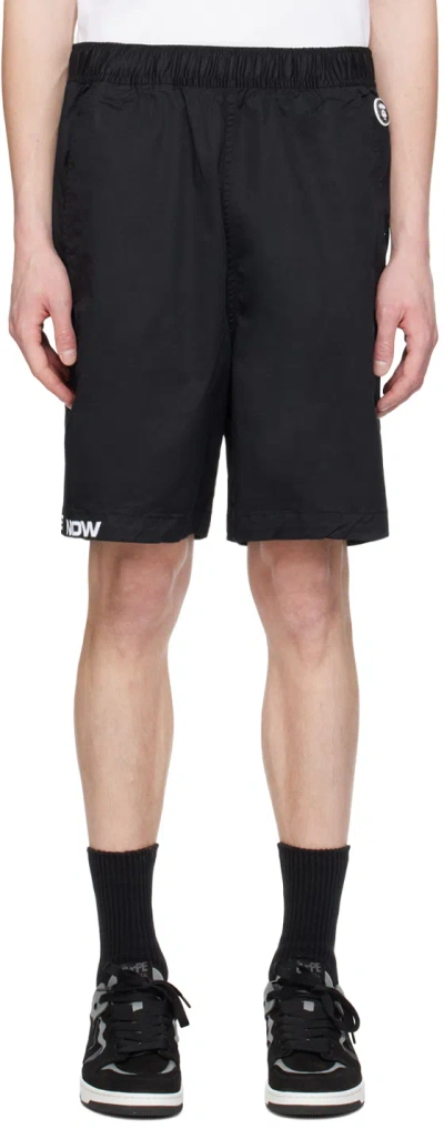 Aape By A Bathing Ape Black Embroidered Shorts In Bkx Black