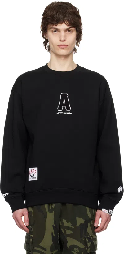 Aape By A Bathing Ape Black Injection Crewneck Sweatshirt In Bkx Black