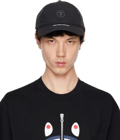 Aape By A Bathing Ape Black Moonface Patch Baseball Cap In Bkx Black