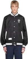 AAPE BY A BATHING APE BLACK PRESS-STUD BOMBER JACKET