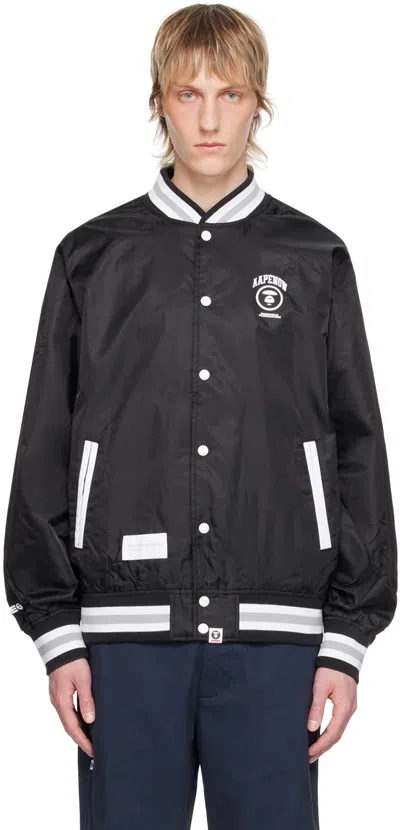 Aape By A Bathing Ape 条纹边饰飞行员夹克 In Black