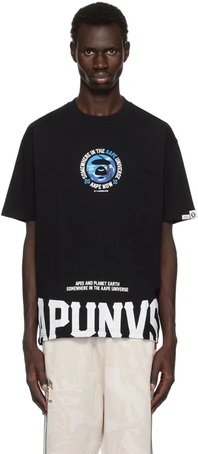 AAPE BY A BATHING APE BLACK 'SOMEWHERE' T-SHIRT