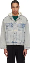 Aape By A Bathing Ape Denim Hooded Jacket And Back Embroidery In Blr Blue (yellow)