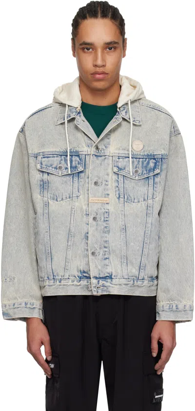 Aape By A Bathing Ape Denim Hooded Jacket And Back Embroidery In Blr Blue (yellow)