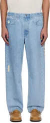 Aape By A Bathing Ape Blue 'aape Now' Moonface Logo Jeans In Bll Light Blue