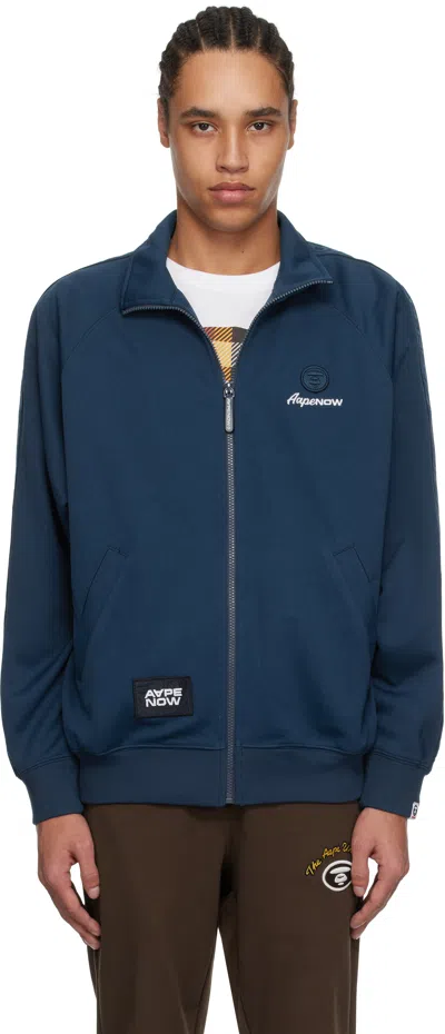 Aape By A Bathing Ape Blue 'aape Now' Zip Up Jumper In Nyx Navy