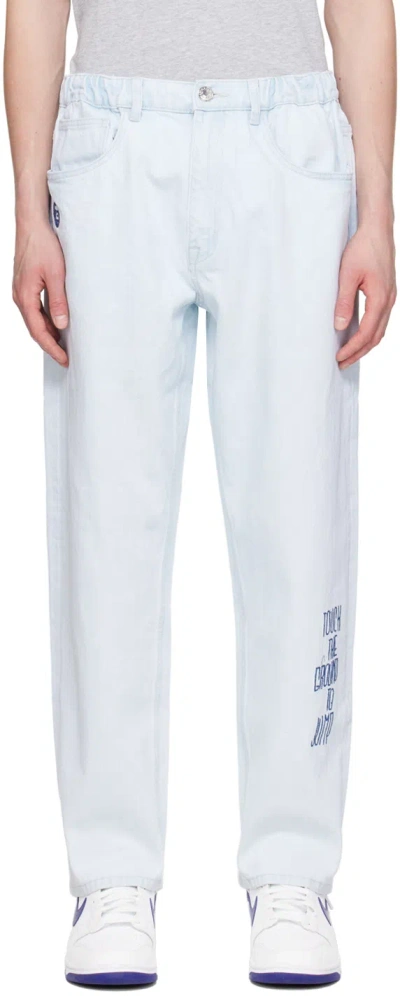 Aape By A Bathing Ape Blue Drawstring Jeans In Bla Blue (white)