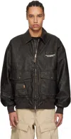 Aape By A Bathing Ape Brown Alpha Industries Edition Crossover Faux-leather Bomber Jacket In Bwd Dark Brown