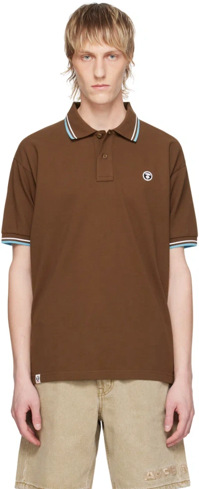 Aape By A Bathing Ape Brown Patch Polo In Bwx Brown