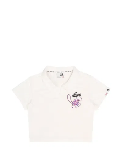 Aape By A Bathing Ape Bunny-embroidered Cropped T-shirt In White