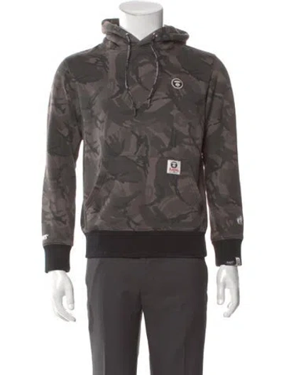 Pre-owned Aape By A Bathing Ape Camo Logo Printed Hoodie In Gray