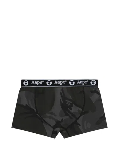 Aape By A Bathing Ape Camo Moonface Boxer Shorts In Black