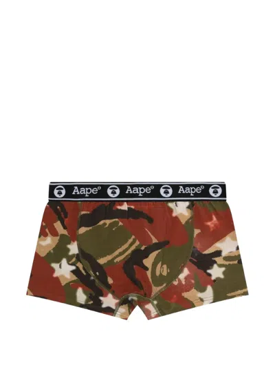 Aape By A Bathing Ape Camo-print Boxer Shorts In Brown