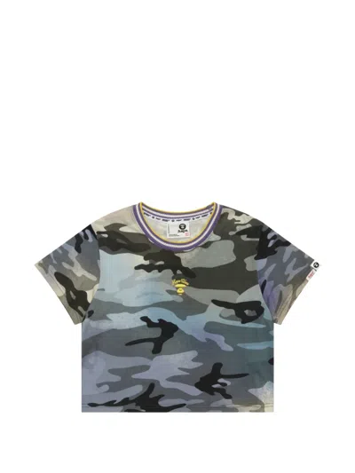 Aape By A Bathing Ape Camouflage Embroidered T-shirt In Gray