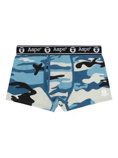 Aape By A Bathing Ape Camouflage Logo Boxers In Blue