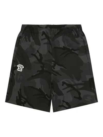 Aape By A Bathing Ape Camouflage-print Track Shorts In Black