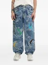 Aape By A Bathing Ape Camouflage-print Hand-detail Jeans In Blue