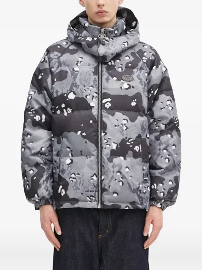 Aape By A Bathing Ape Camouflage-print Hooded Jacket In Grey