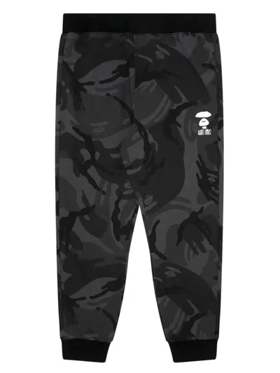 Aape By A Bathing Ape Camouflage-print Tapered Track Trousers In Black
