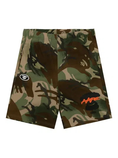 Aape By A Bathing Ape Camouflage-print Track Shorts In Green
