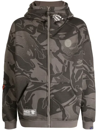 Aape By A Bathing Ape Camouflage-print Zip Hoodie In Grün