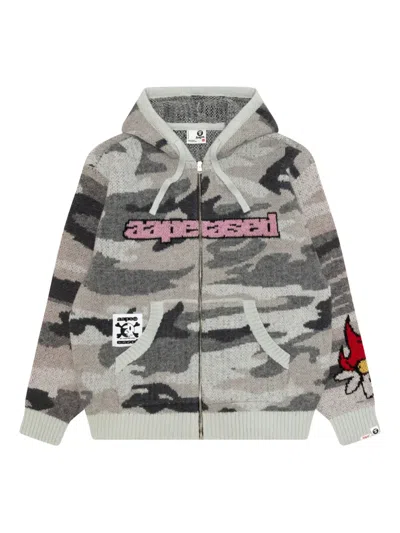 Aape By A Bathing Ape Camouflage Zip Hoodie In Gray