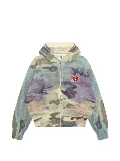 Aape By A Bathing Ape Camouflage Zip Hoodie In Blue