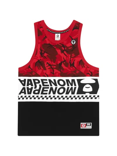 Aape By A Bathing Ape Camouflage-print Colourblock Tank Top In Red