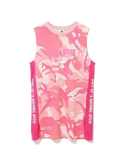 Aape By A Bathing Ape Camouflage-print Mesh-tape Tank Top In Pink