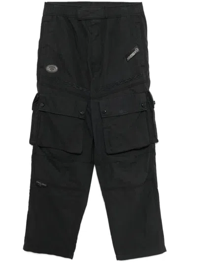 Aape By A Bathing Ape Black Moonface Logo Utility Cargo Pants In Bkx Black