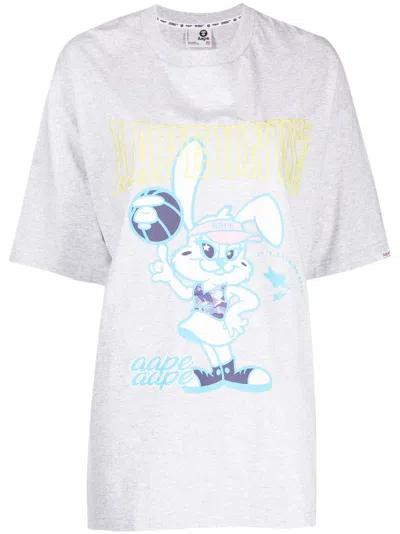 Aape By A Bathing Ape Cartoon-print Cotton T-shirt In Grau