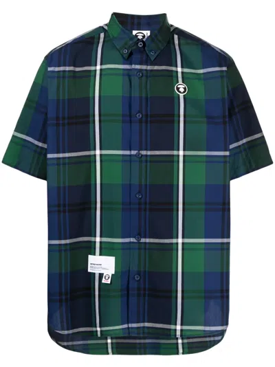 Aape By A Bathing Ape Check-pattern Cotton Shirt In Nym