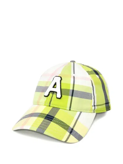 Aape By A Bathing Ape Checked-pattern Logo-patch Cap In Green