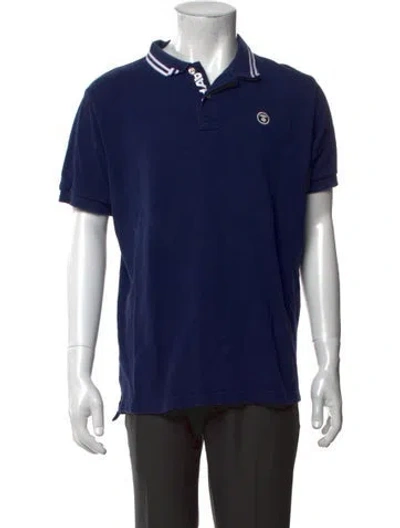 Pre-owned Aape By A Bathing Ape Collar Short Sleeve Polo Shirt In Blue