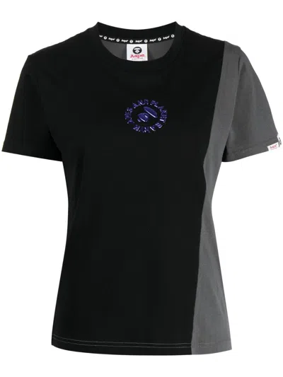 Aape By A Bathing Ape Colour-block Panelled Cotton T-shirt In Black