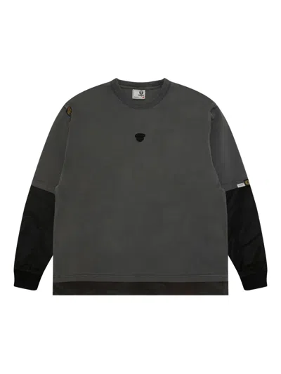Aape By A Bathing Ape Contrast-panel Long-sleeve T-shirt In Black