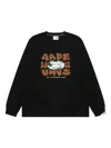 Aape By A Bathing Ape Crew-neck Long-sleeve Sweatshirt In Black