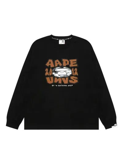 Aape By A Bathing Ape Crew-neck Long-sleeve Sweatshirt In Black